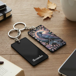 Llavero Keychain de arte gótico Raven