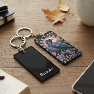Llavero Keychain de arte gótico Raven