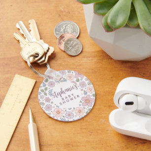 Llavero Keychain de Baby Shower Ditsy Floral personalizado