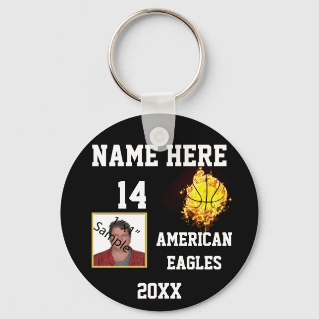 Llavero Keychain de baloncesto con foto de la llama (Anverso)
