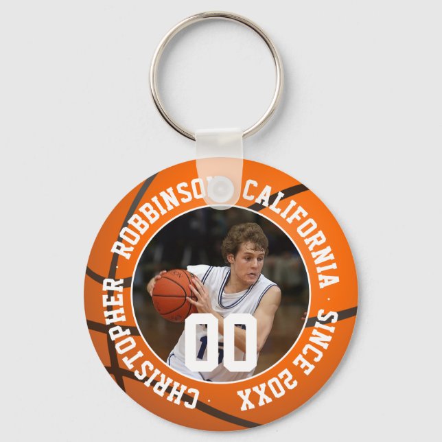 Llavero Keychain de baloncesto con información de fotos y  (Anverso)