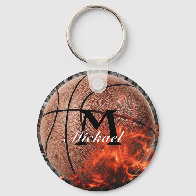Llavero Keychain de baloncesto con llama personalizado (Anverso)