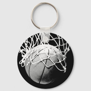 Llavero Keychain de baloncesto en blanco y negro