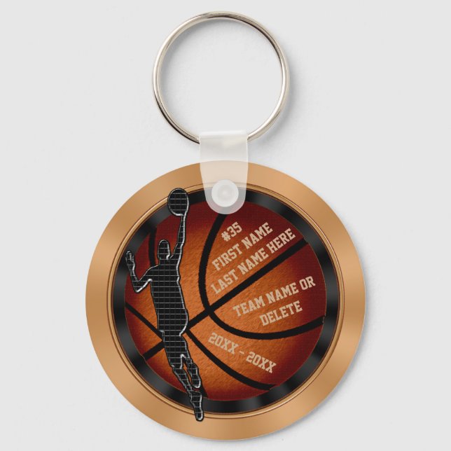 Llavero Keychain de baloncesto negro y barato de oro en BU (Anverso)