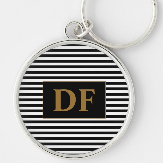 Llavero Keychain de bandas blancas/negras (Frente)