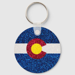 Llavero keychain de bandera de Colorado purpurina