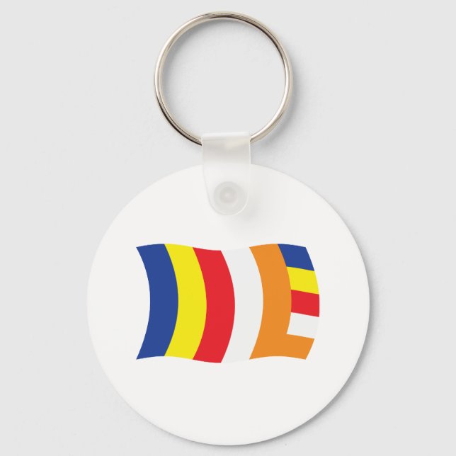 Llavero Keychain de Bandera Religiosa Budista (Anverso)