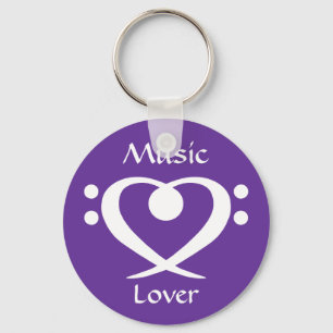 Llavero Keychain de Bass Clef Heart Music Lover