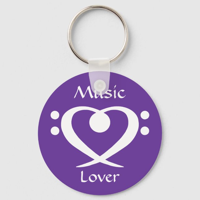 Llavero Keychain de Bass Clef Heart Music Lover (Anverso)