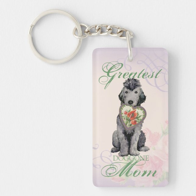 Llavero Keychain de Bedlington Terrier Heart Mom (Frente)