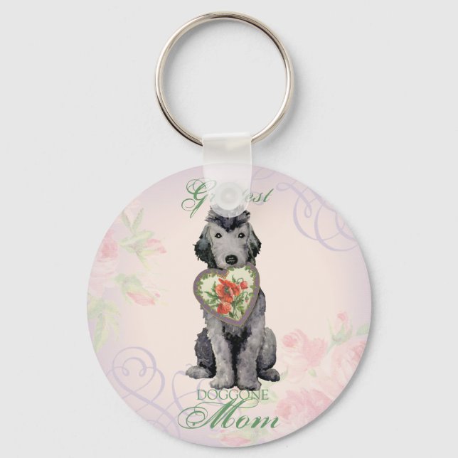 Llavero Keychain de Bedlington Terrier Heart Mom (Anverso)