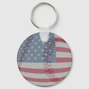 Llavero Keychain de Béisbol de Bandera Americana