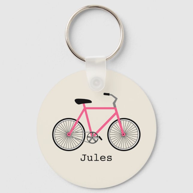Llavero Keychain de bicicleta rosa caliente (Anverso)