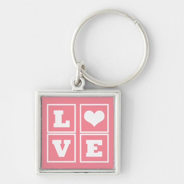 Llavero Keychain de Bloques de Amor, Rosa (Frente)
