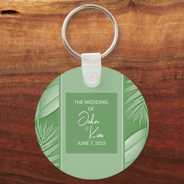 Llavero Keychain de Boda verde tropical (Anverso)
