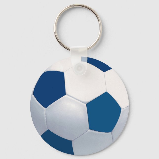 Llavero Keychain de bolas de fútbol azules y blancas (Anverso)