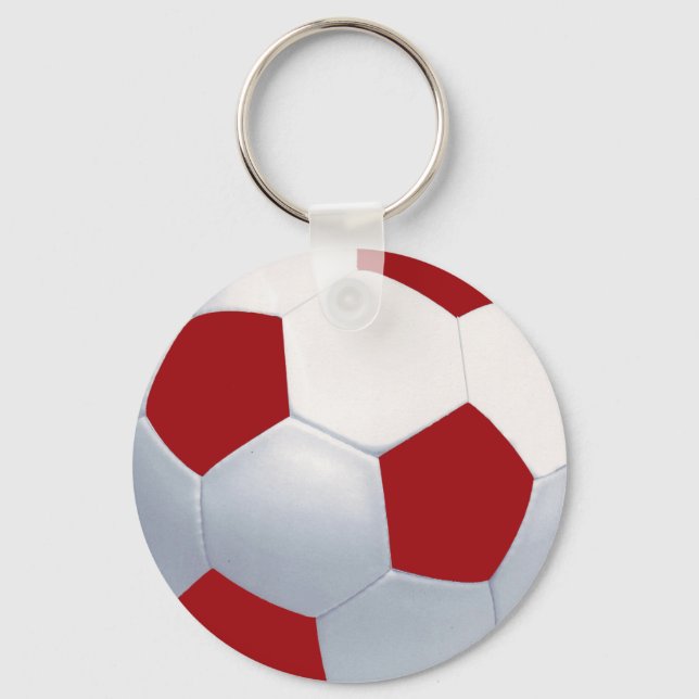 Llavero Keychain de bolas de fútbol rojas y blancas (Anverso)