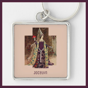 Llavero Keychain de bonito Medieval Lady Beige