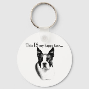 Llavero Keychain de Boston Terrier Happy Face