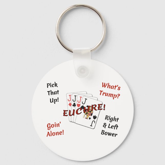 Llavero Keychain de botón básico de 2.25" - Euchre! (Anverso)