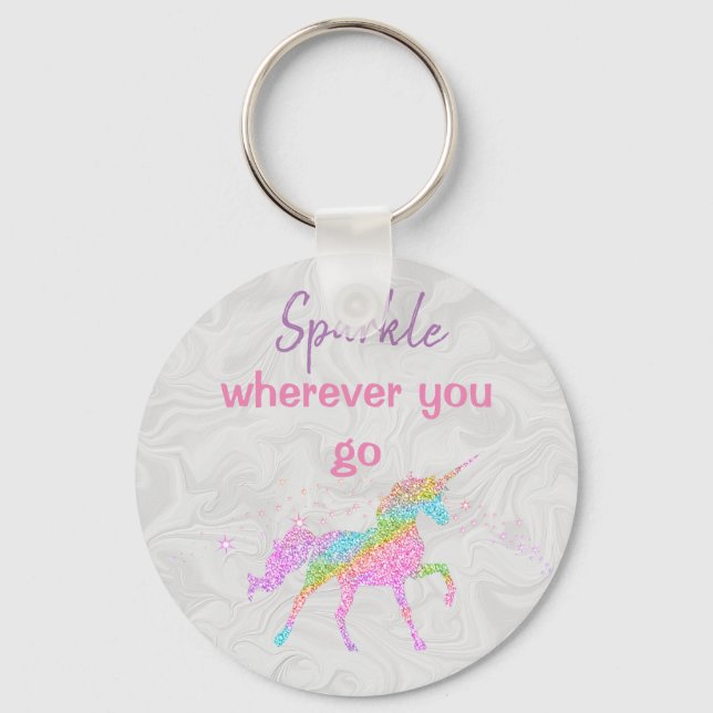 Llavero Keychain de botón básico - Unicornio (Anverso)
