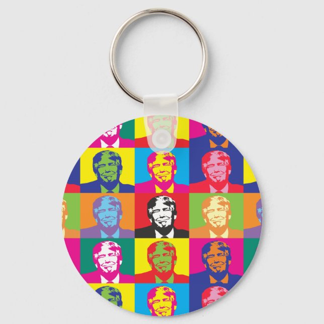 Llavero Keychain de botón de arte pop de Donald Trump (Anverso)