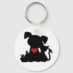 Llavero Keychain de botón de botón de la silueta de amor y