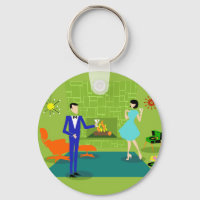 Keychain de botón moderno para parejas de mediados