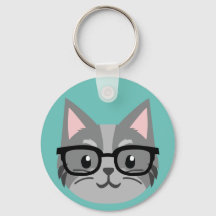 Keychain de botón personalizado - Gris Gato inteli