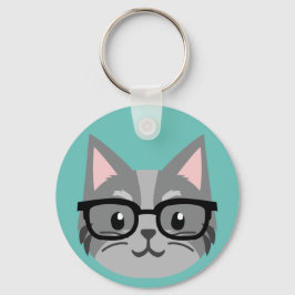 Llavero Keychain de botón personalizado - Gris Gato inteli