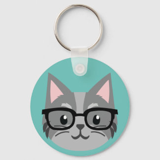 Llavero Keychain de botón personalizado - Gris Gato inteli