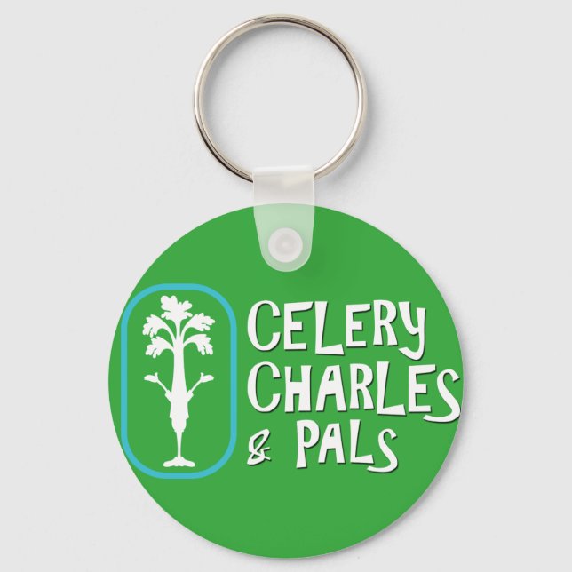 Llavero Keychain de botón verde 'Charles & Pals' (Anverso)