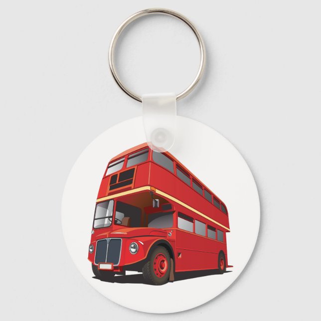 Llavero Keychain de bus de doble decker rojo (Anverso)