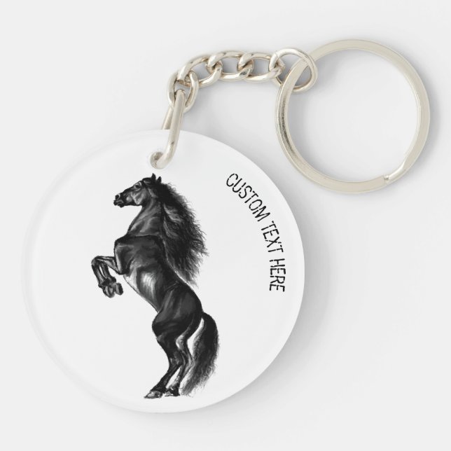 Llavero Keychain de Caballo Salvaje Negro con texto Person (Atrás)