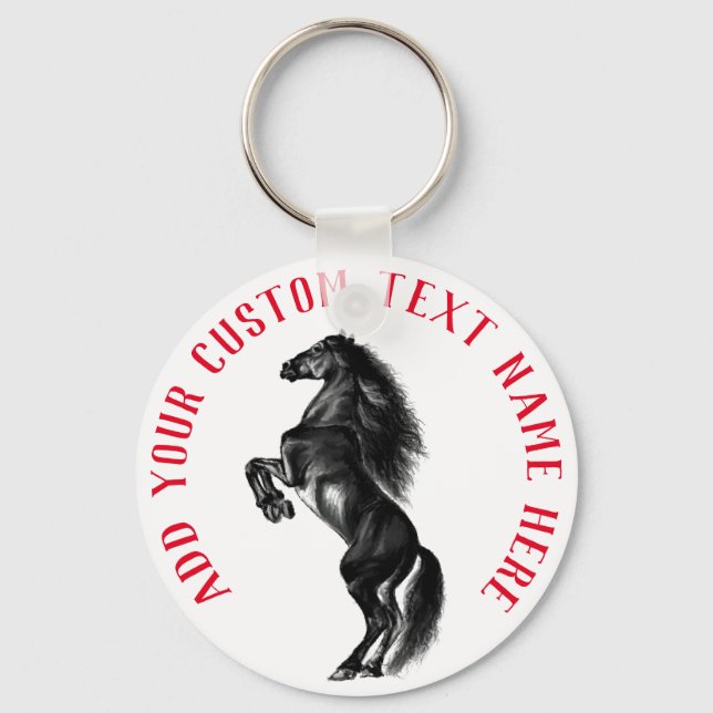 Llavero Keychain de Caballo Salvaje Negro con texto Person (Anverso)
