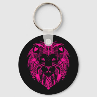 Llavero Keychain de cabeza de león rosa caliente