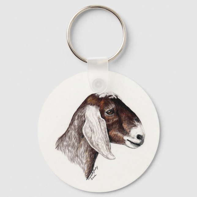Llavero Keychain de "Cabra nubia" de arte animal (Anverso)