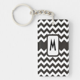 Llavero Keychain de Chevron monogramada: Zigzags negros y 