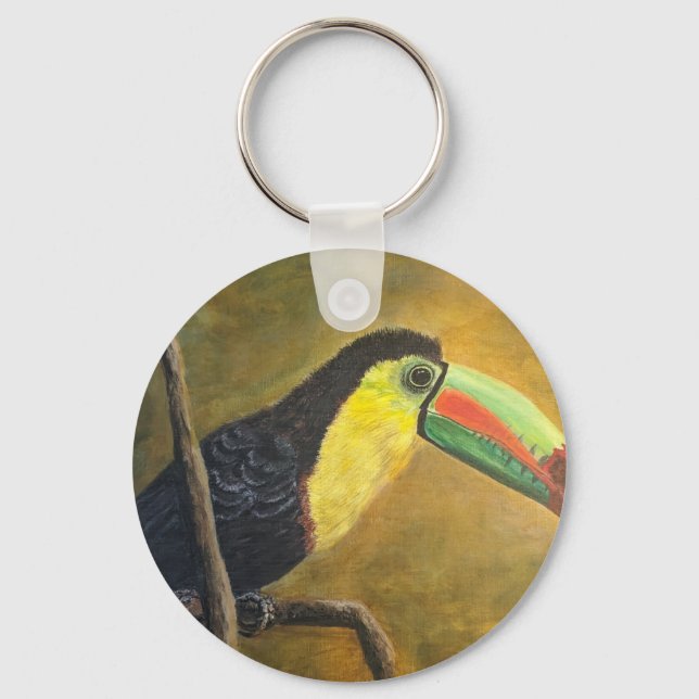 Llavero Keychain de círculo Metalizado de aves exóticas, 2 (Anverso)