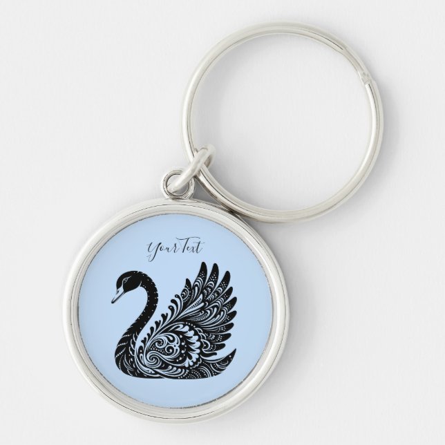 Llavero Keychain de cisne decorativa negra (Frente)