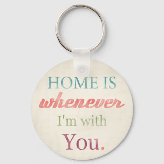 Llavero Keychain de citas de amor retro, el hogar es siemp