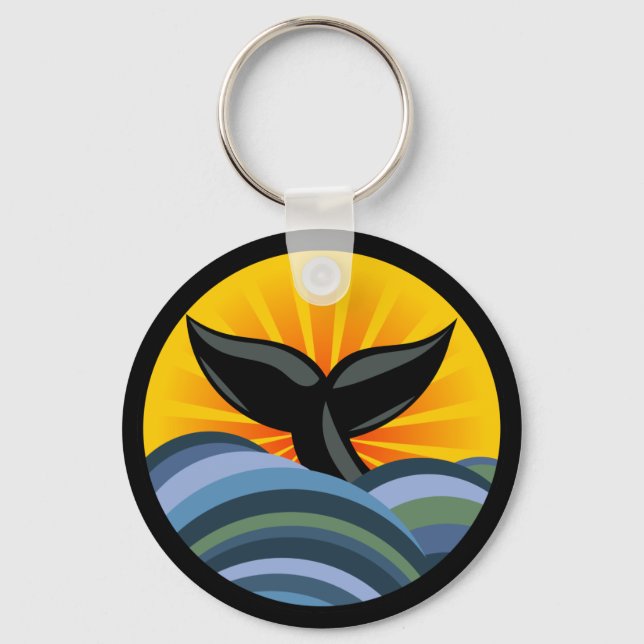 Llavero Keychain de cola de ballena y oleadas (Anverso)