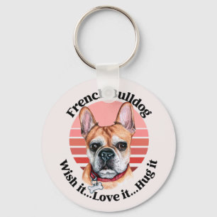 Llavero Keychain de color de agua del Bulldog francés