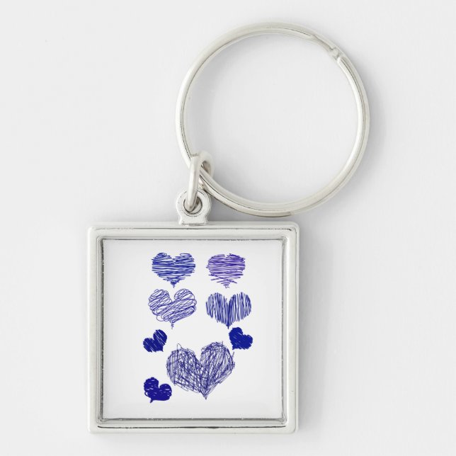 Llavero Keychain de corazón con grietas azules (Frente)