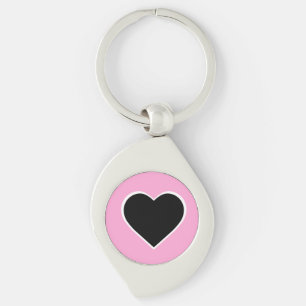 Llavero Keychain de corazón rosa y negro.
