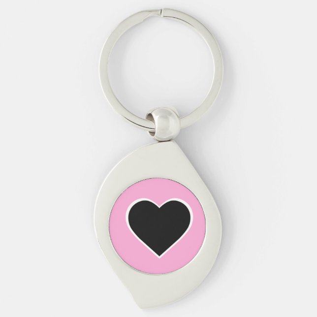 Llavero Keychain de corazón rosa y negro. (Anverso)