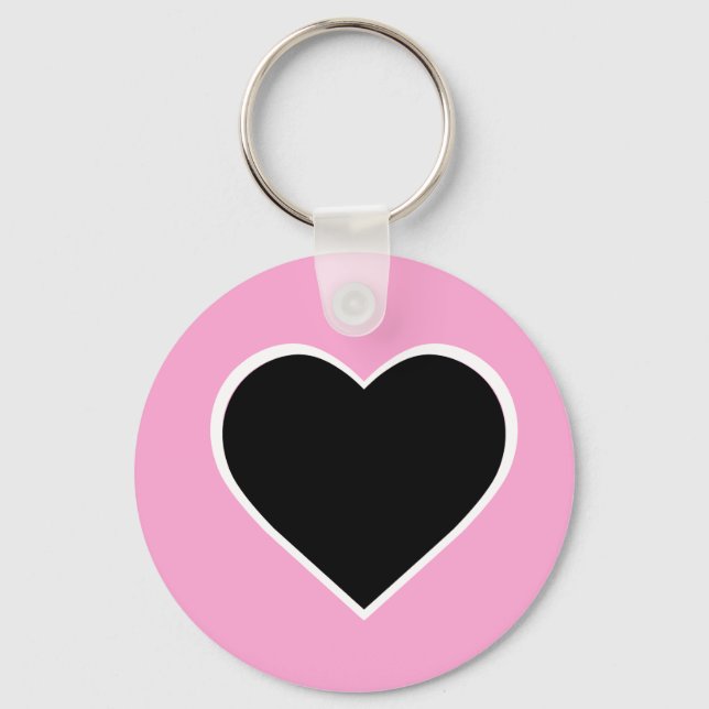 Llavero Keychain de corazón rosa y negro. (Anverso)