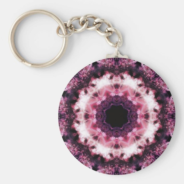 Llavero Keychain de Crystal rosa y púrpura (Frente)