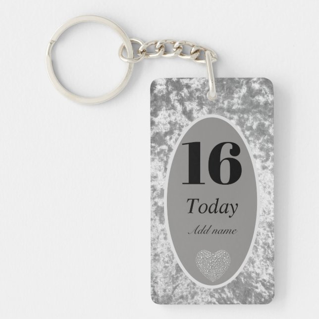 Llavero Keychain de cumpleaños de terciopelo de lujo perso (Frente)