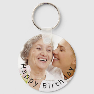 Llavero Keychain de cumpleaños feliz simple de foto